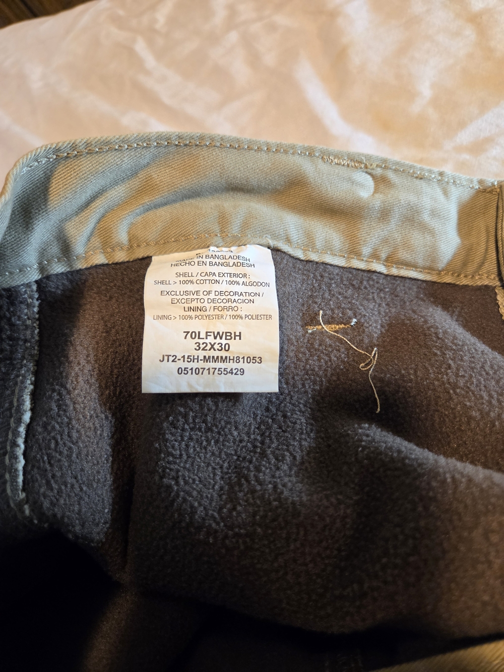 Wrangler Fleece Lined Cargo Pants Tan Waist 32x30 NWT - Picture 6 of 7